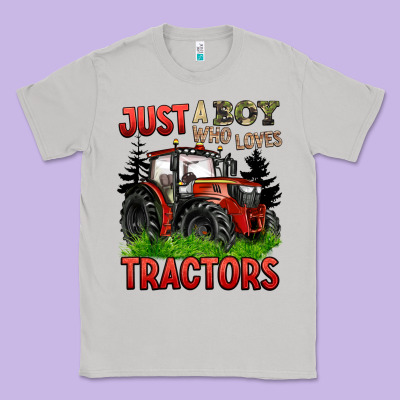Just A Boy Who Loves Tractors Red Tractor Classic Tee Designed By Barkaloodesign