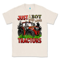 Natural just a boy who loves tractors red tractor Classic Tee - BarkalooDesign