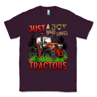 Plum just a boy who loves tractors red tractor Classic Tee - BarkalooDesign