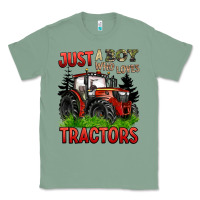 Sage just a boy who loves tractors red tractor Classic Tee - BarkalooDesign