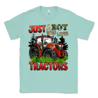 Seafoam just a boy who loves tractors red tractor Classic Tee - BarkalooDesign