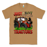 Toasted Coconut just a boy who loves tractors red tractor Classic Tee - BarkalooDesign