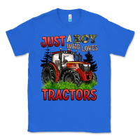 True Royal just a boy who loves tractors red tractor Classic Tee - BarkalooDesign