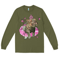 Army Green Baby Hippo With Tutu Long Sleeve Tee - LillyAllenDesigns