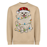 Mushroom white pomeranian with christmas lights Heavyweight Sweatshirt - RanaPortraitStore