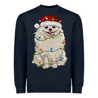 White Pomeranian With Christmas Lights Heavyweight Sweatshirt | Teevron
