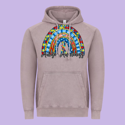 Autism Awareness Rainbow Vintage Hoodie Designed By Racoondesign