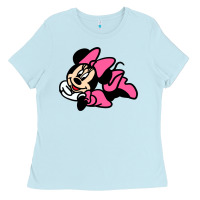 Baby Blue Minnie Mouse Ladies Tee - CowhideDigitalArt