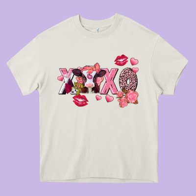 Xoxo Baby Cow Valentine's Day Heavy Core Tee Designed By Fadigitalartstudio