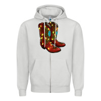 Dove Grey Western Christmas Boots Zipper Hoodie - RanaPortraitStore