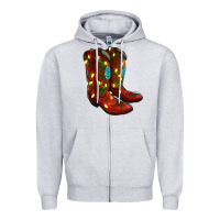 Heather Grey Western Christmas Boots Zipper Hoodie - RanaPortraitStore