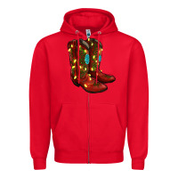 Red Western Christmas Boots Zipper Hoodie - RanaPortraitStore