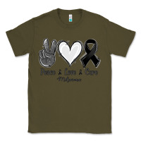 Army Green Peace Love Cure Melanoma Cancer Classic Tee - Jasminsmagicworld