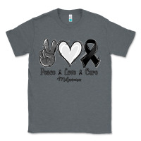 Charcoal Heather Peace Love Cure Melanoma Cancer Classic Tee - Jasminsmagicworld