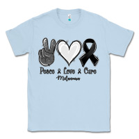 Dusty Blue Peace Love Cure Melanoma Cancer Classic Tee - Jasminsmagicworld