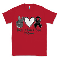 Red Peace Love Cure Melanoma Cancer Classic Tee - Jasminsmagicworld