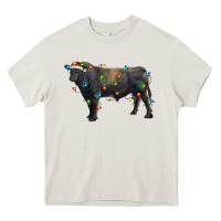 Cream christmas black angus bull with christmas lights Heavy Core Tee - RanaPortraitStore