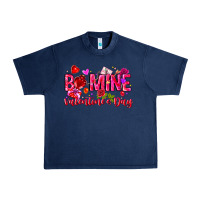 Navy Be Mine Valentines Day Urban Heavy Tee - CowhideDigitalArt
