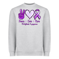 Heather Grey Peace Love Cure Odgkins Lympoma Heavyweight Sweatshirt - Jasminsmagicworld