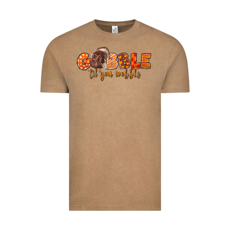 Fall Gobble Gobble Til You Wobble Vintage Tee by LillyAllenDesigns | Teevron