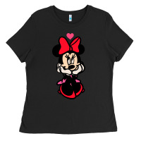 Black Minnie Mouse Ladies Tee - CowhideDigitalArt