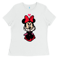 White Minnie Mouse Ladies Tee - CowhideDigitalArt