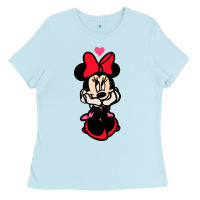 Baby Blue Minnie Mouse Ladies Tee - CowhideDigitalArt