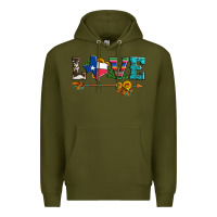 Army Green love texas serape cowhide cactus and sunflowers Premium Hoodie - Artiststas
