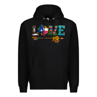 Black love texas serape cowhide cactus and sunflowers Premium Hoodie - Artiststas