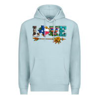 Blue Mist love texas serape cowhide cactus and sunflowers Premium Hoodie - Artiststas