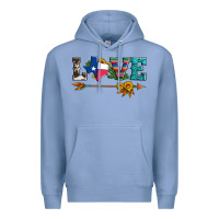 Colony Blue love texas serape cowhide cactus and sunflowers Premium Hoodie - Artiststas