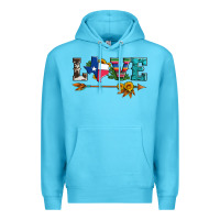 Ocean Blue love texas serape cowhide cactus and sunflowers Premium Hoodie - Artiststas