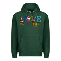 Sports Green love texas serape cowhide cactus and sunflowers Premium Hoodie - Artiststas
