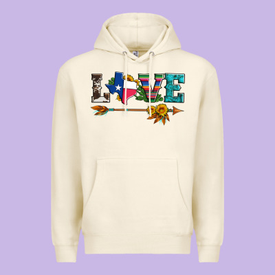 Love Texas Serape Cowhide Cactus And Sunflowers Premium Hoodie Designed By Artiststas