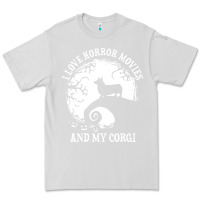 Dove Grey i love horror movies and my corgi funny corgi Premium Tee - artisFamous