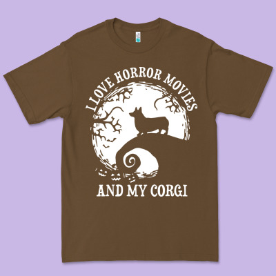 I Love Horror Movies And My Corgi Funny Corgi Premium Tee Designed By Artisfamous