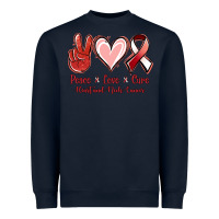 Navy Peace Love Cure Heart And Neck Cancer Heavyweight Sweatshirt - Jasminsmagicworld