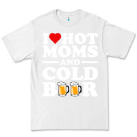 White i love heart hot moms cold beer funny adult drinking joke Premium Tee - artisFamous