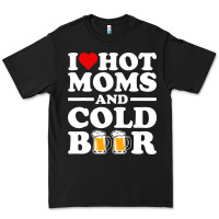 Black i love heart hot moms cold beer funny adult drinking joke Premium Tee - artisFamous