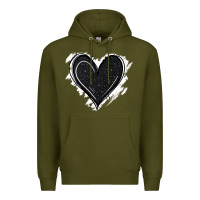 Army Green black glitter heart Premium Hoodie - Jasminsmagicworld