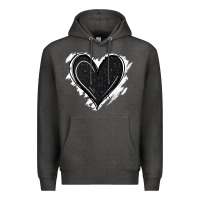 Charcoal Heather black glitter heart Premium Hoodie - Jasminsmagicworld