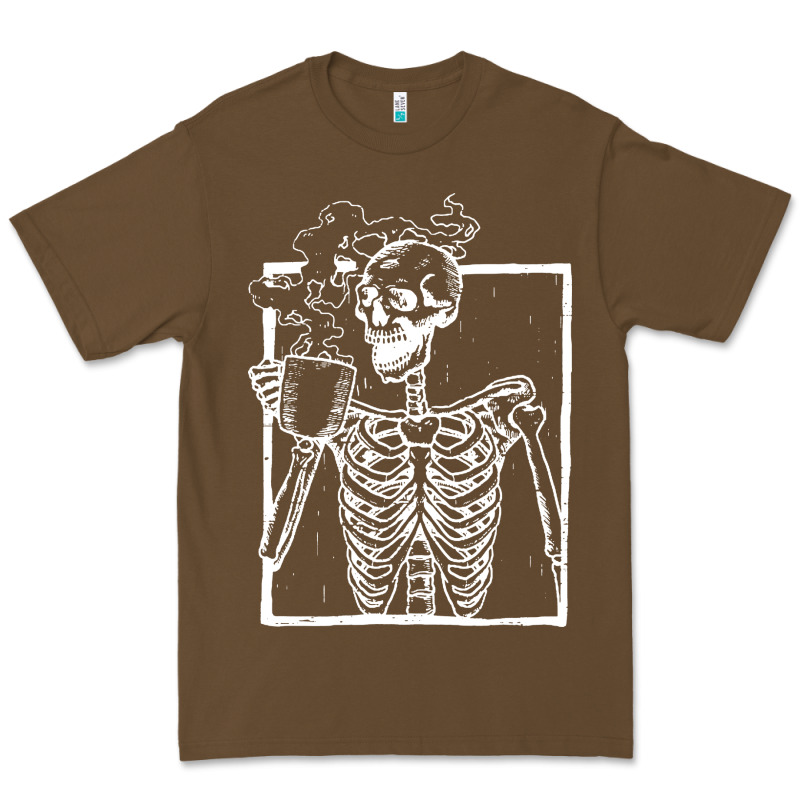 Distressed Skeleton Vintage Smiling Skull Drinking Coffee Premium Tee by artisFamous | Teevron