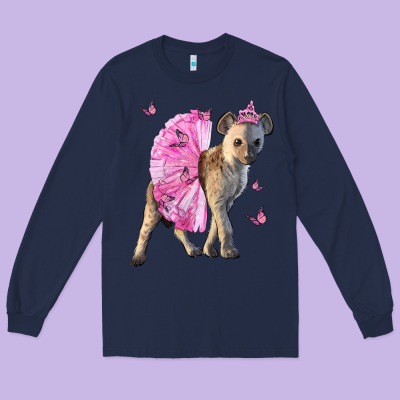 Baby Hyena With Tutu Long Sleeve Tee Designed By Lillyallendesigns