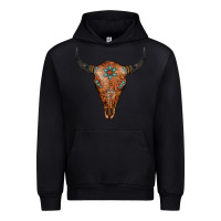 Black Western Tooled Leather Bull Skull Urban Hoodie - Jasminsmagicworld
