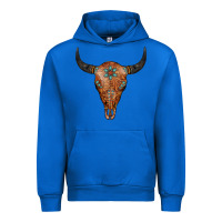 Cobalt Western Tooled Leather Bull Skull Urban Hoodie - Jasminsmagicworld