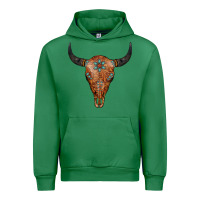 Emerald Western Tooled Leather Bull Skull Urban Hoodie - Jasminsmagicworld