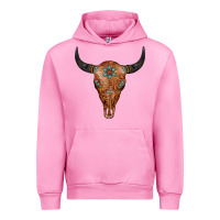 Fuchsia Pink Western Tooled Leather Bull Skull Urban Hoodie - Jasminsmagicworld