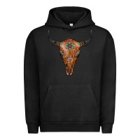 Pigment Black Western Tooled Leather Bull Skull Urban Hoodie - Jasminsmagicworld