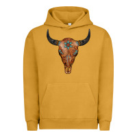 Pigment Peanut Butter Western Tooled Leather Bull Skull Urban Hoodie - Jasminsmagicworld