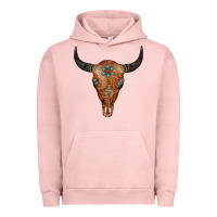 Pigment Salmon Western Tooled Leather Bull Skull Urban Hoodie - Jasminsmagicworld